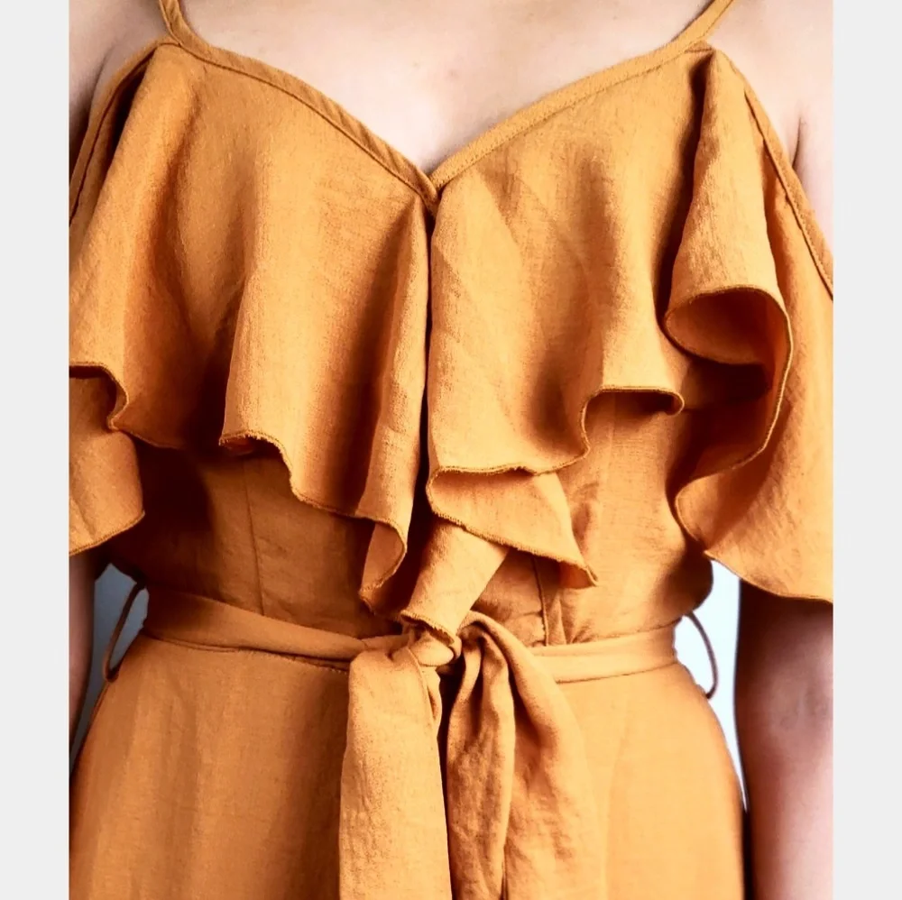 The June// Rust ruffle Jumpsuit - Picture 3 of 7